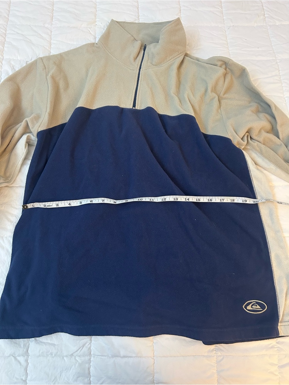 Quiksilver Navy and Tan Half-Zip Fleece Pullover